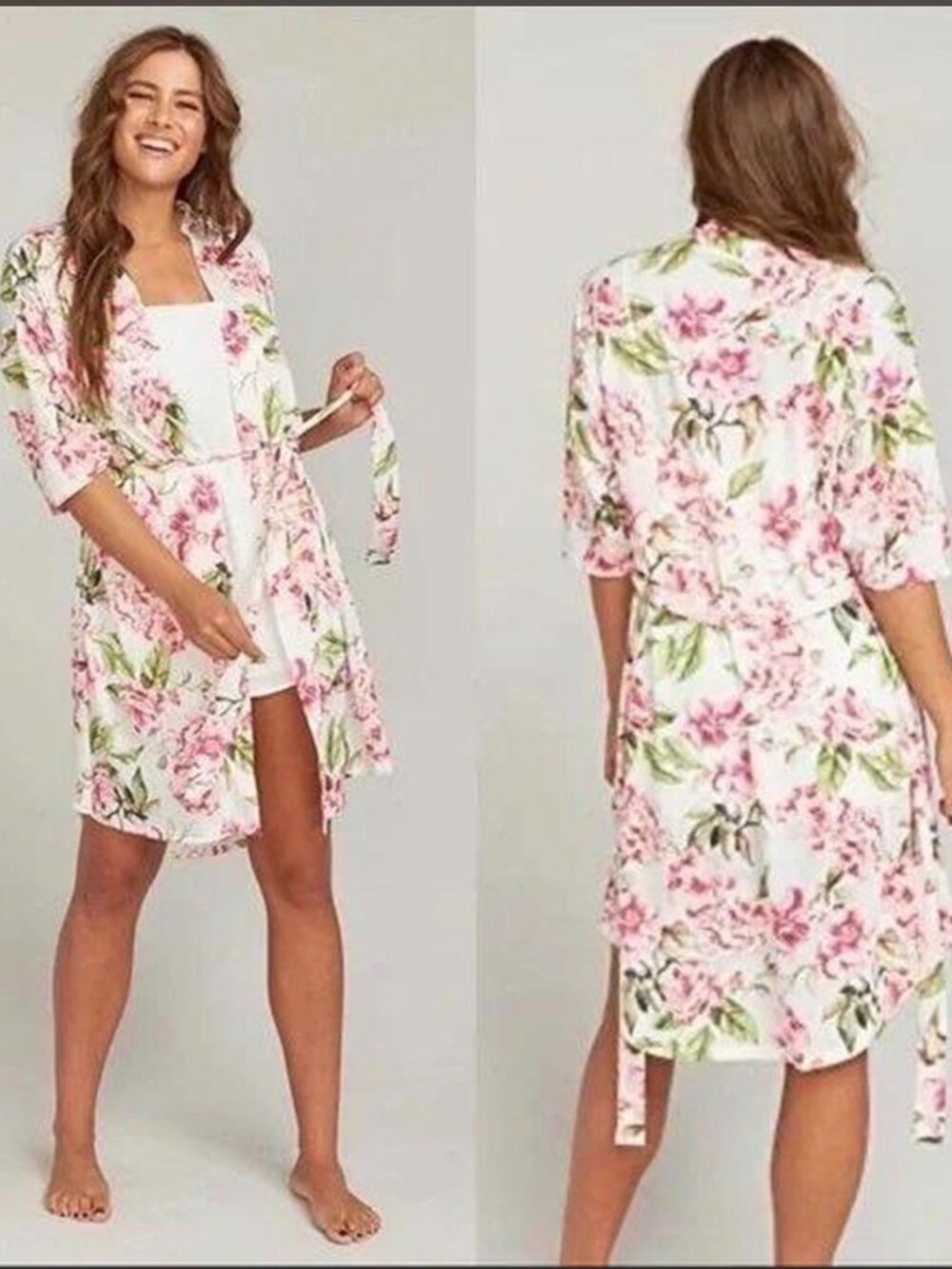 Show Me Your Mumu Brie Robe Garden of Bloom Pink Green Floral Cover Up Kimono